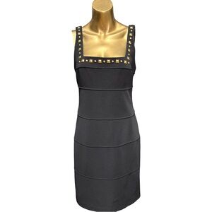 Joseph Ribkoff Black Dress with Gold Studs